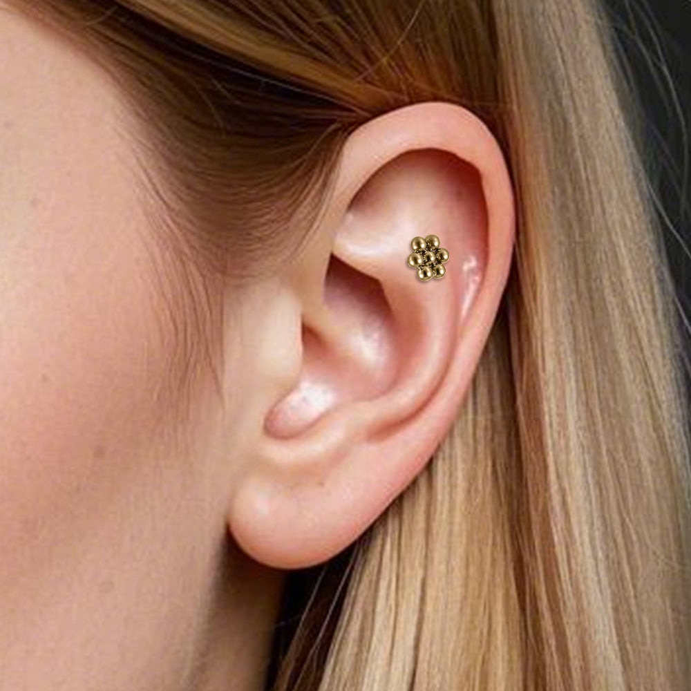 ADLBS16 G-23 TITANIUM INTERNAL THREAD LABRET WITH FLOWER DESIGN