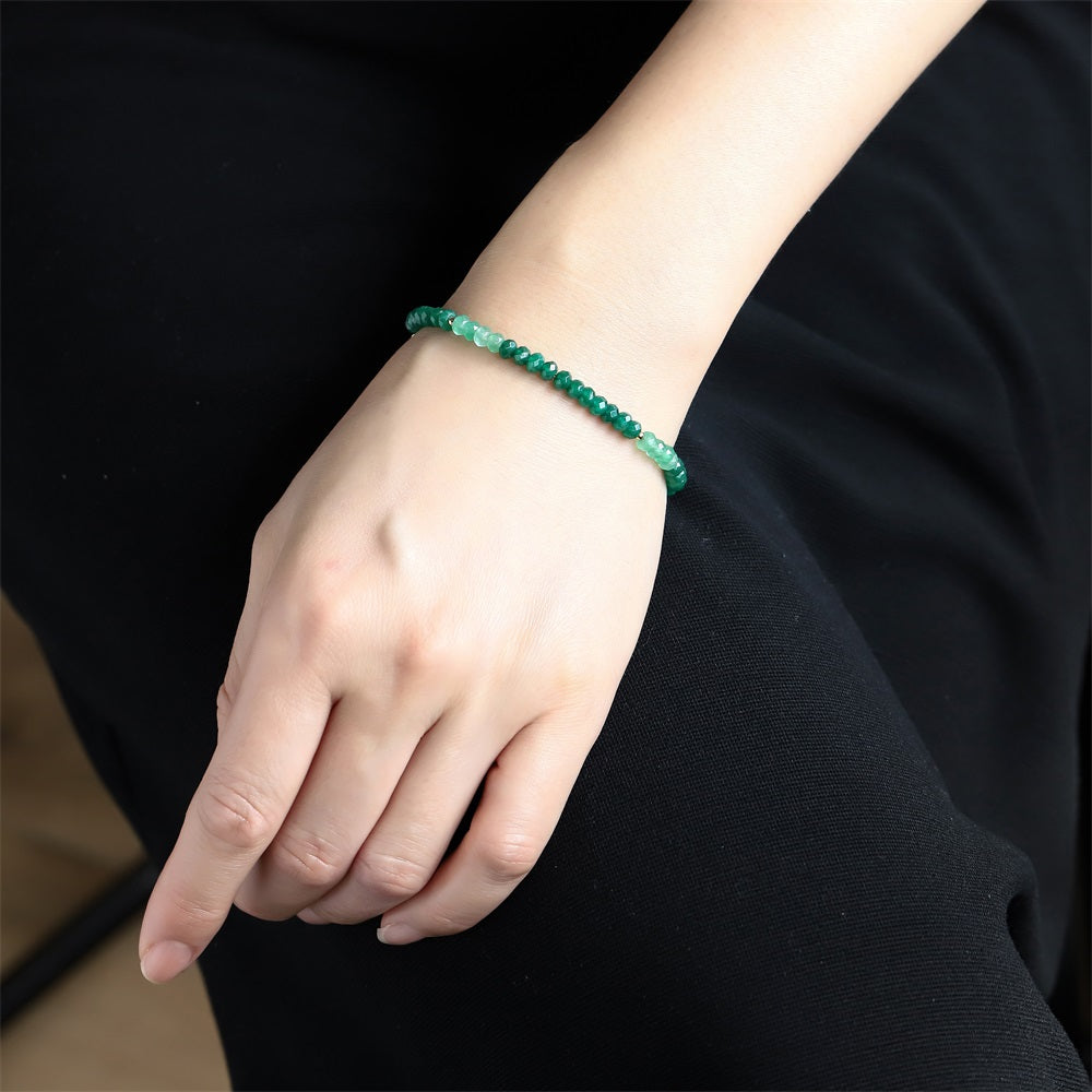 BSS1086 STAINLESS STEEL BEADS BRACELET WITH DYED QUARTZITE IMITATION JADE