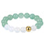 AAB Co stainless steel elastic beads bracelet with natural green aventurine and white chalcedony, 14K gold finish