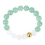AAB Co stainless steel elastic beads bracelet with natural green aventurine and white chalcedony, 14K gold finish