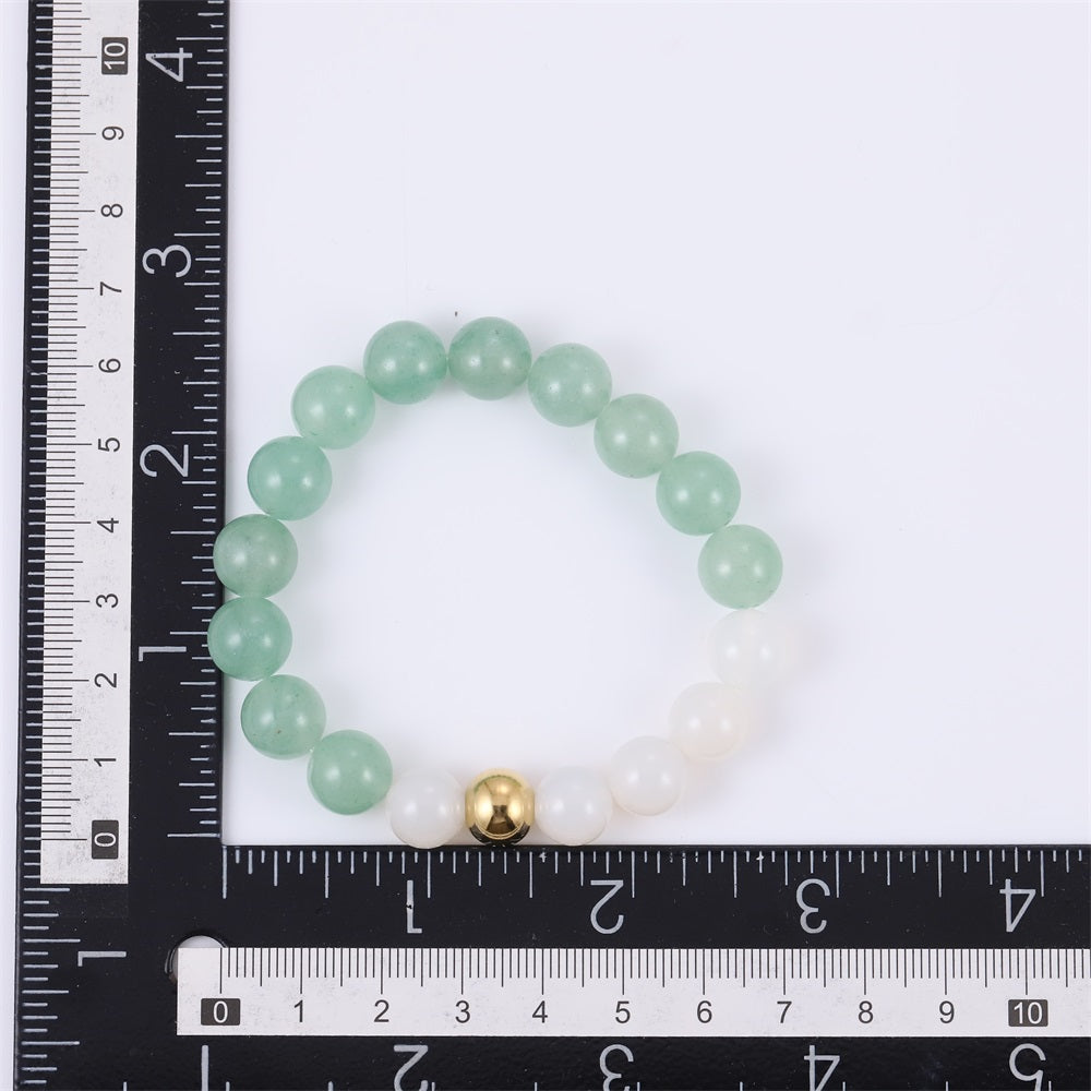 BSS1088 STAINLESS STEEL ELASTIC STRING BEADS BRACELET WITH NATURAL STONE