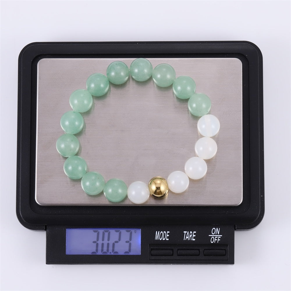 BSS1088 STAINLESS STEEL ELASTIC STRING BEADS BRACELET WITH NATURAL STONE