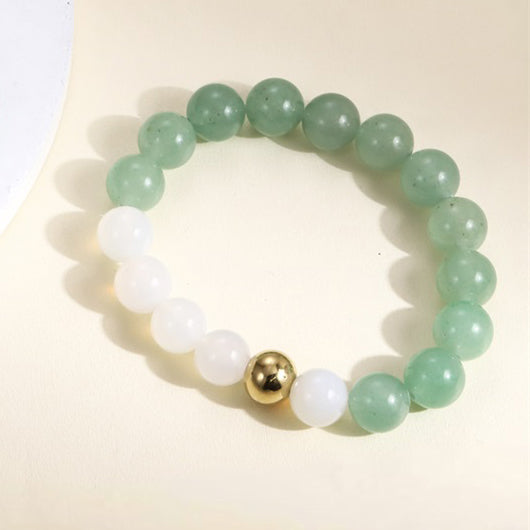 BSS1088 STAINLESS STEEL ELASTIC STRING BEADS BRACELET WITH NATURAL STONE