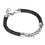 AAB Co. Stainless Steel Chain & Black Leather Bracelet – Braided Design with Steel Chain