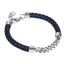 AAB Co. Stainless Steel Chain & Dark Blue Leather Bracelet – Braided Design with Steel Chain