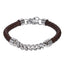 BSS1102 STAINLESS STEEL CHAIN & LEATHER BRACELET