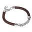 AAB Co. Stainless Steel Chain & Dark Brown Leather Bracelet – Braided Design with Steel Chain