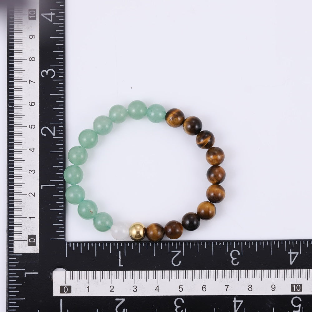 BSS1110 STAINLESS STEEL ELASTIC STRING BEADS BRACELET WITH NATURAL STONE