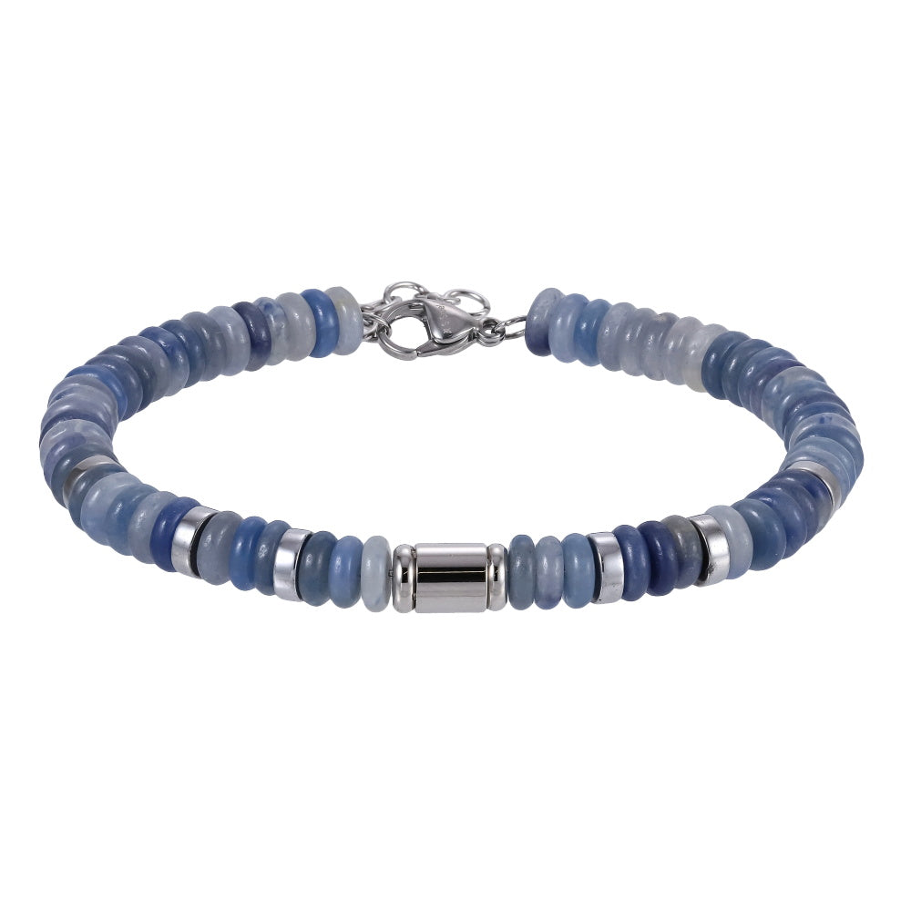 AAB Co stainless steel bracelet with sodalite and hematite natural stone beads