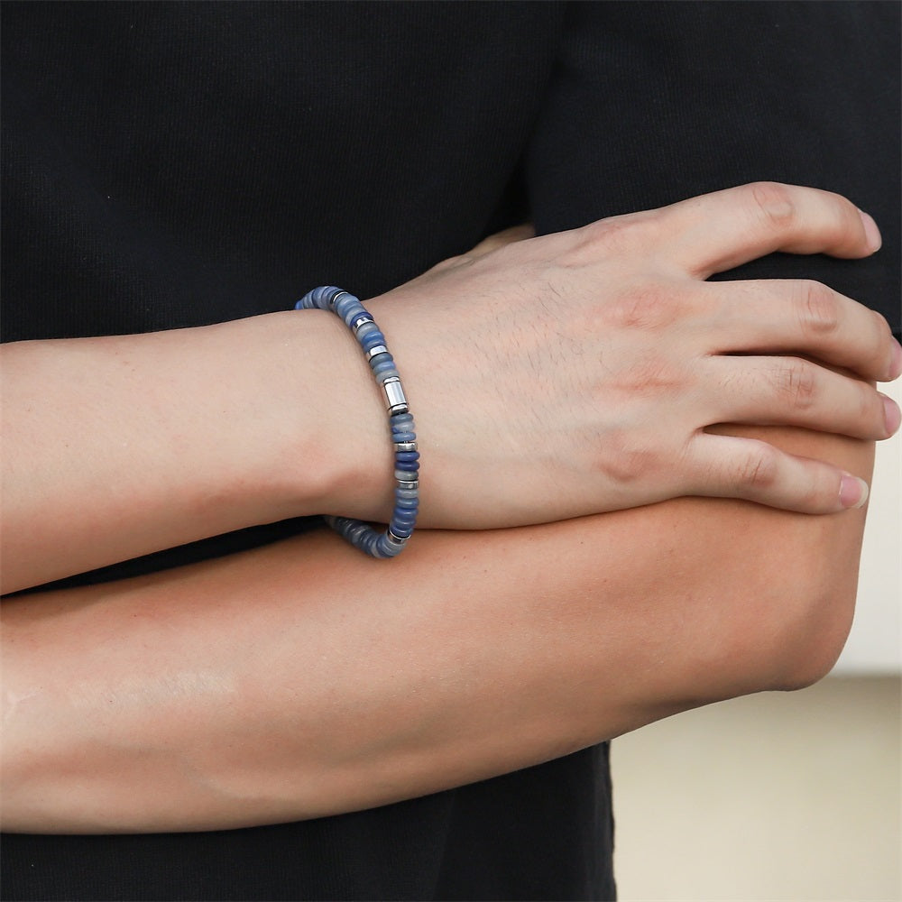 BSS1125 STAINLESS STEEL & NATURAL STONE BEADS BRACELET