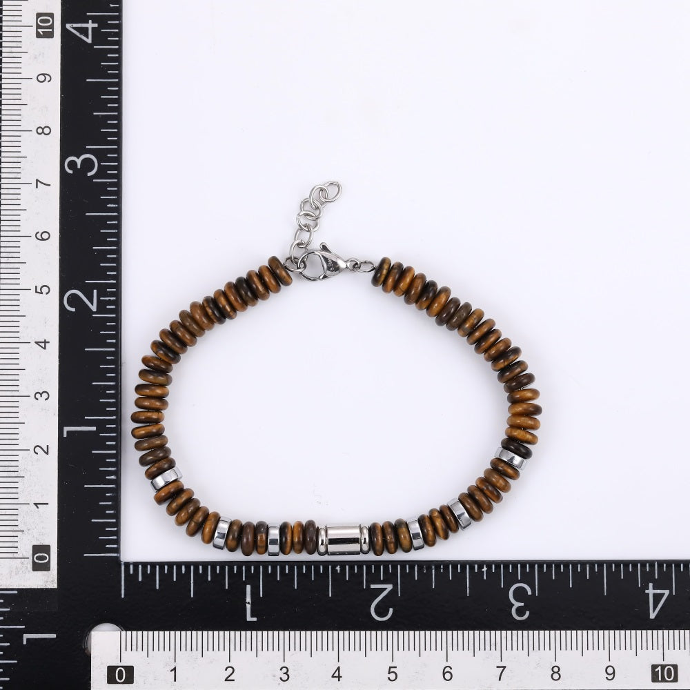 BSS1125 STAINLESS STEEL & NATURAL STONE BEADS BRACELET
