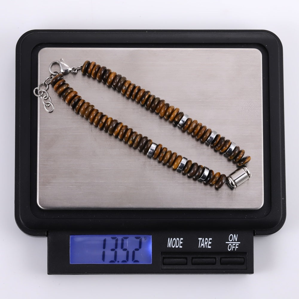 BSS1125 STAINLESS STEEL & NATURAL STONE BEADS BRACELET
