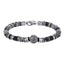 AAB Co stainless steel bracelet with grey jasper and hematite natural stone beads