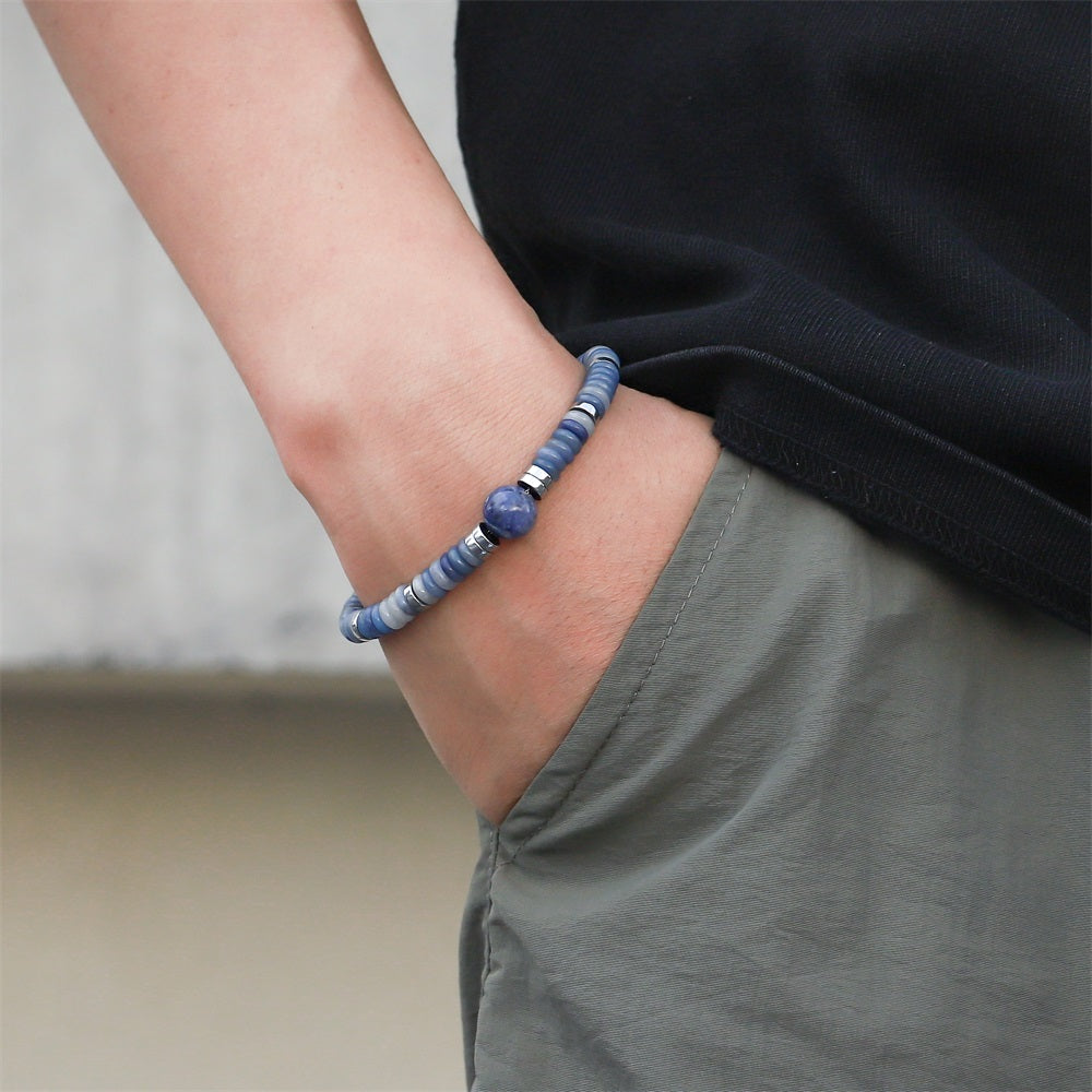 BSS1126 STAINLESS STEEL & NATURAL STONE BEADS BRACELET