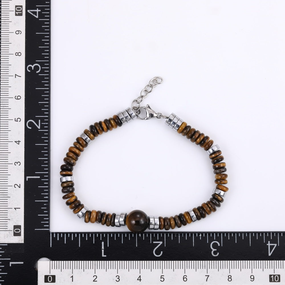 BSS1126 STAINLESS STEEL & NATURAL STONE BEADS BRACELET