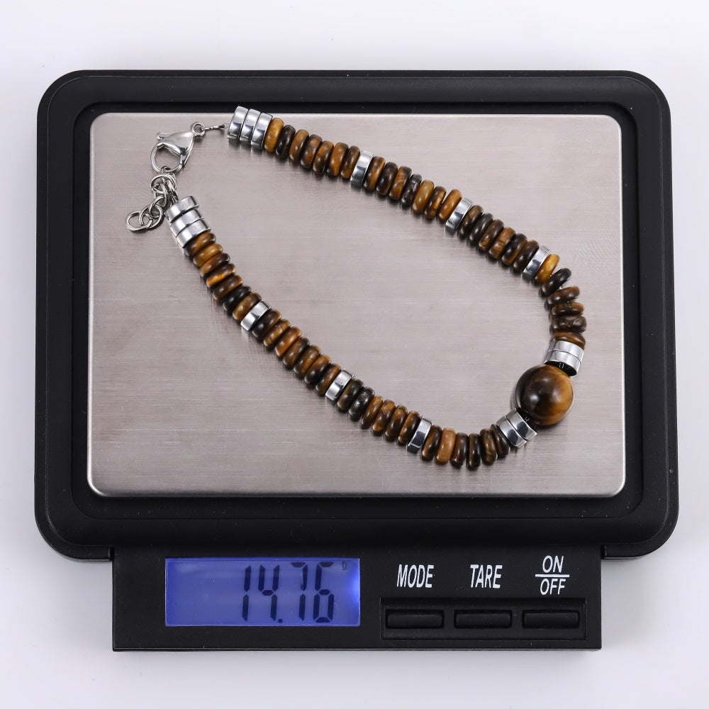 BSS1126 STAINLESS STEEL & NATURAL STONE BEADS BRACELET