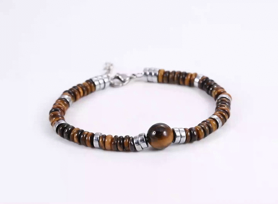BSS1126 STAINLESS STEEL & NATURAL STONE BEADS BRACELET