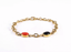 AAB gold-plated stainless steel bracelet with black onyx and synthetic red turquoise, custom jewelry manufacturer