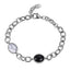 AAB stainless steel bracelet with natural black onyx and synthetic white turquoise, OEM ODM supplier