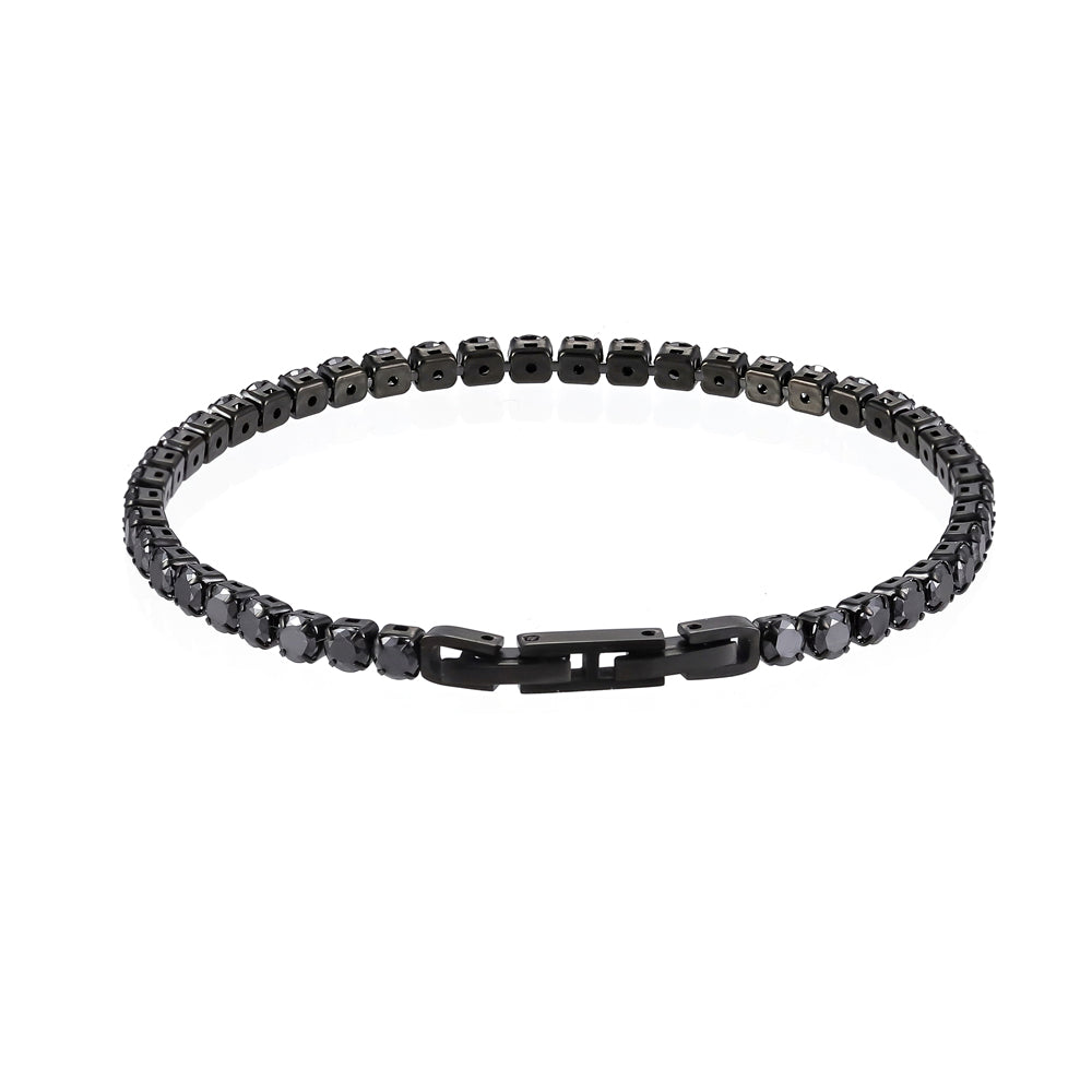 BSS932 STAINLESS STEEL TENNIS BRACELET WITH ROUND CZ AAB CO..