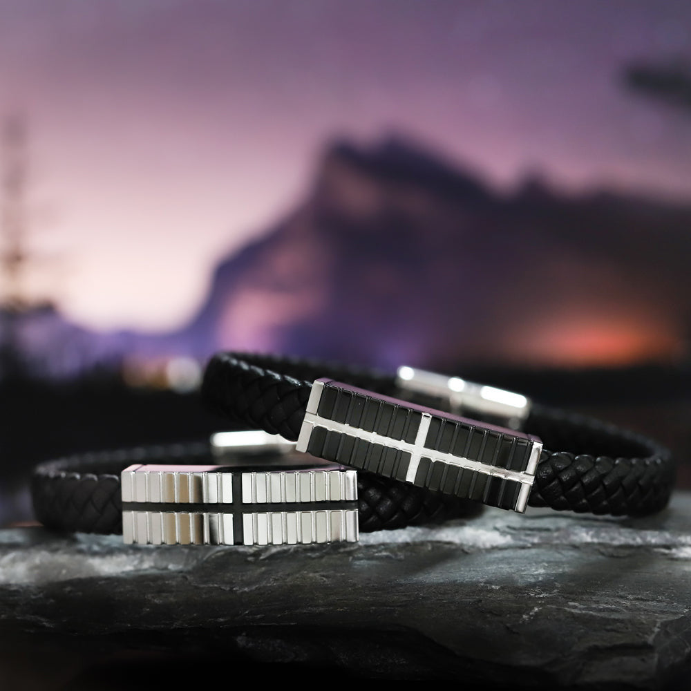 BSS936 STAINLESS STEEL LEATHER BRACELET AAB CO..