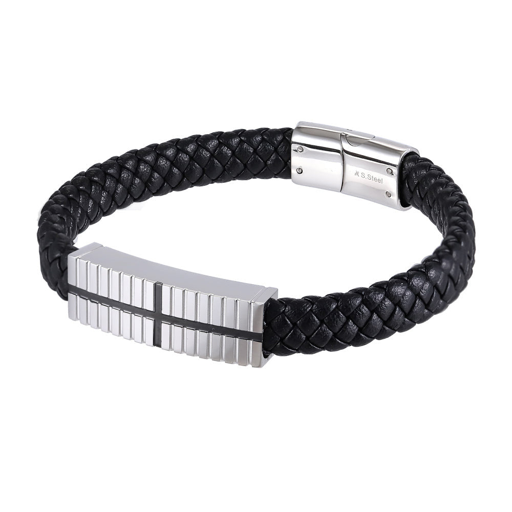 BSS936 STAINLESS STEEL LEATHER BRACELET AAB CO..