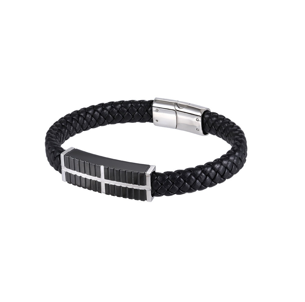 BSS936 STAINLESS STEEL LEATHER BRACELET AAB CO..