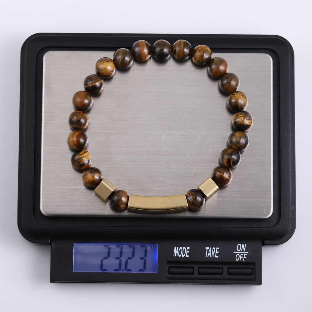 BSS937 STAINLESS STEEL ELASTIC STRING BRACELET WITH NATURAL STONE AAB CO..