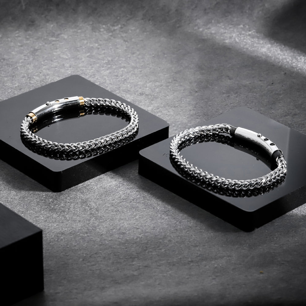 BSS939 STAINLESS STEEL SQUARE FOXTAIL CHAIN BRACELET AAB CO..