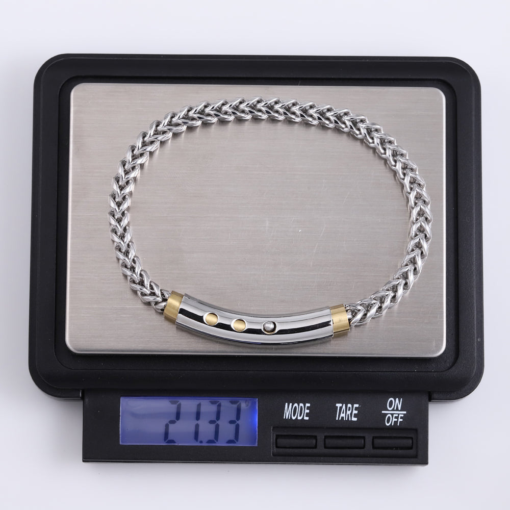 BSS939 STAINLESS STEEL SQUARE FOXTAIL CHAIN BRACELET AAB CO..