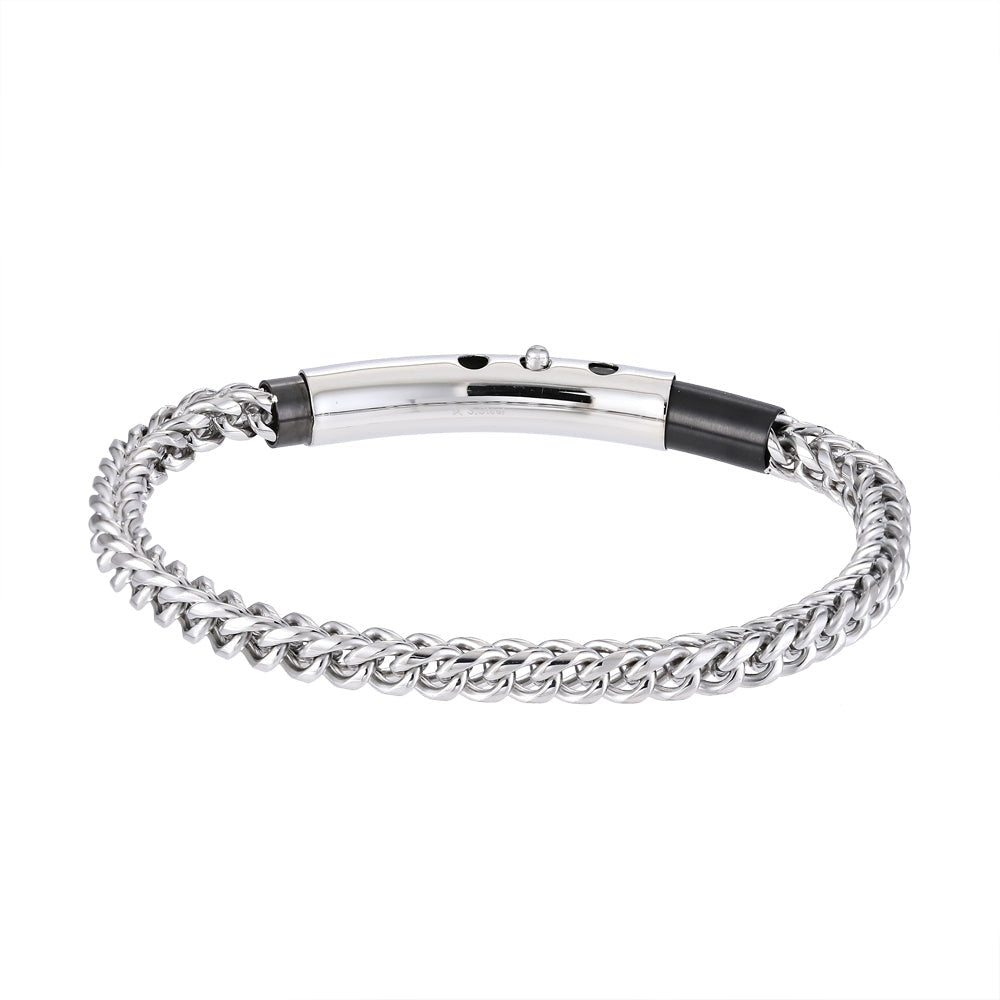 BSS939 STAINLESS STEEL SQUARE FOXTAIL CHAIN BRACELET AAB CO..