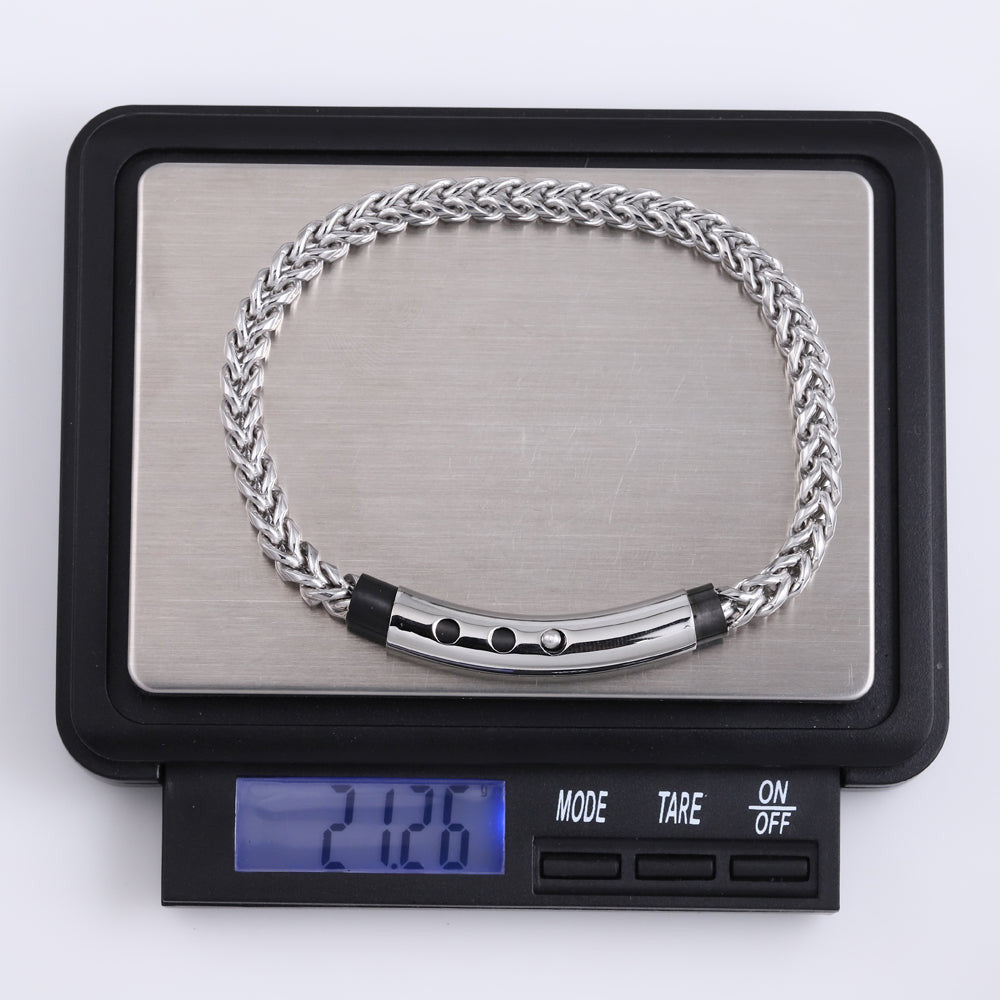 BSS939 STAINLESS STEEL SQUARE FOXTAIL CHAIN BRACELET AAB CO..