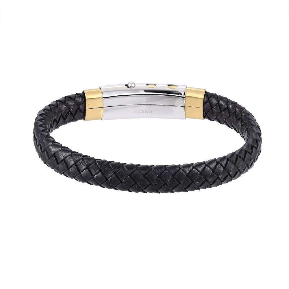 BSS941 STAINLESS STEEL LEATHER BRACELET AAB CO..