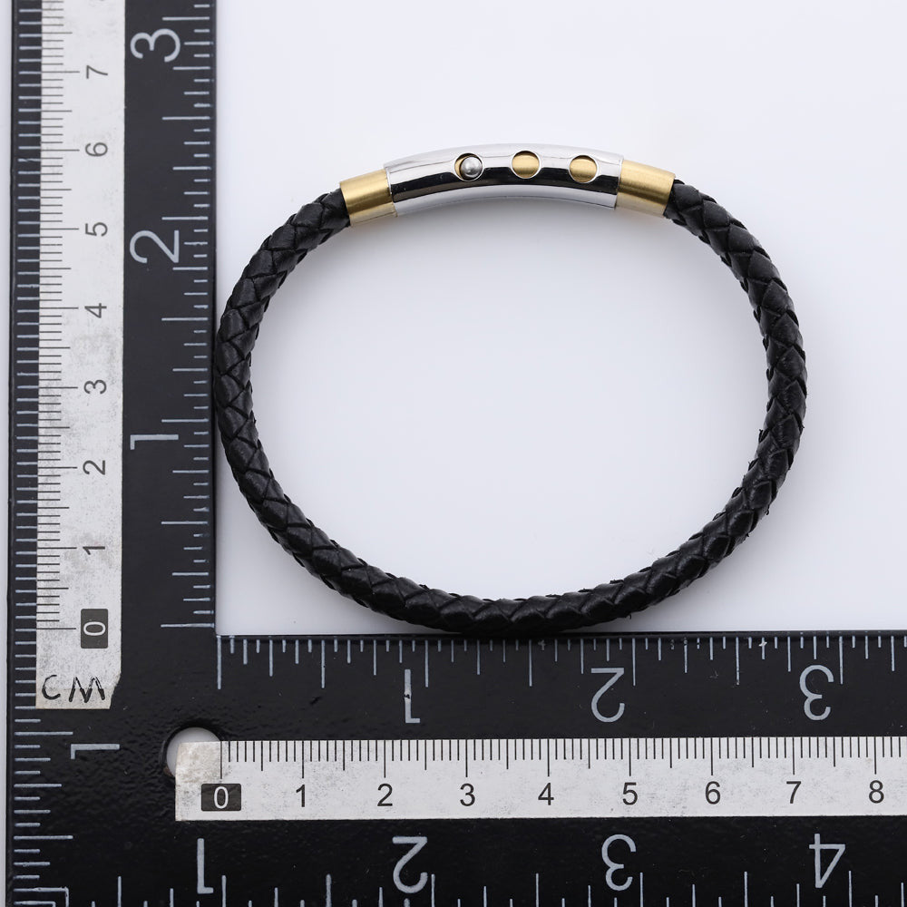 BSS941 STAINLESS STEEL LEATHER BRACELET AAB CO..