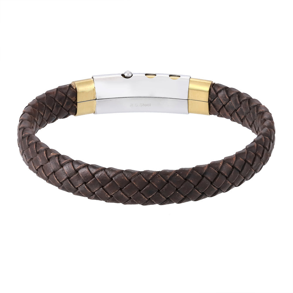 BSS941 STAINLESS STEEL LEATHER BRACELET AAB CO..