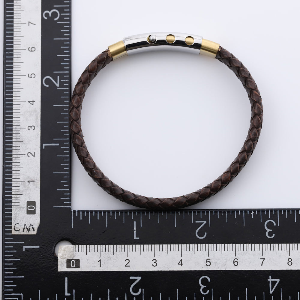 BSS941 STAINLESS STEEL LEATHER BRACELET AAB CO..