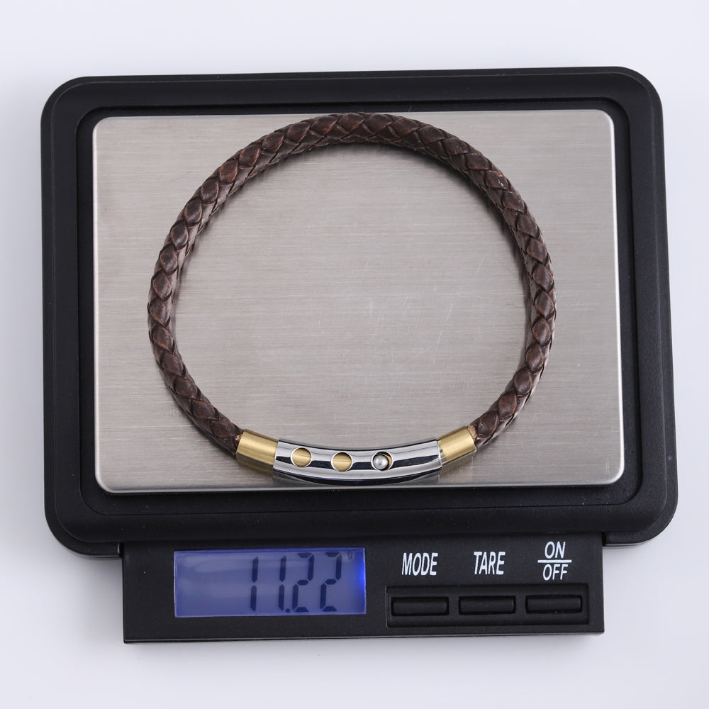 BSS941 STAINLESS STEEL LEATHER BRACELET AAB CO..