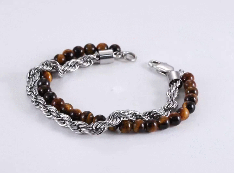 BSS950 STAINLEES STEEL BRACELET WITH NATURAL STONE AAB CO..