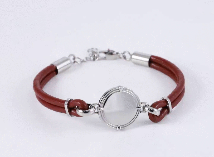 BSS960 STAINLESS STEEL LEATHER BRACELET AAB CO..