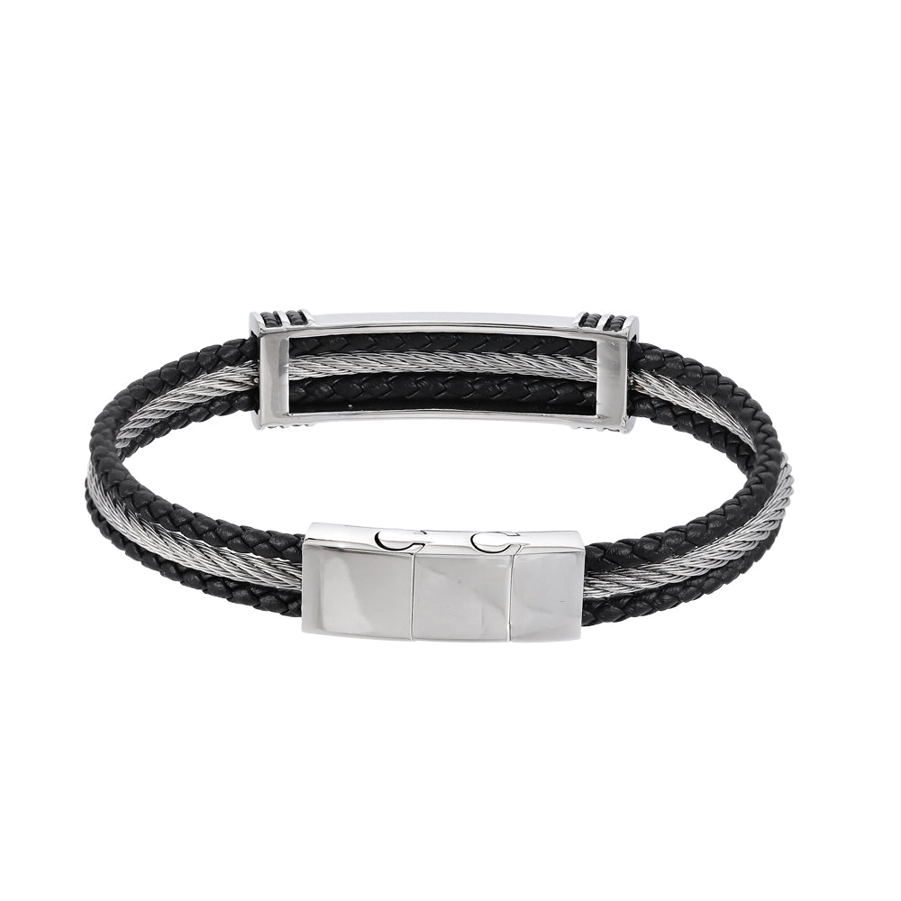stainless steel bracelet, leather bracelet, man jewelry