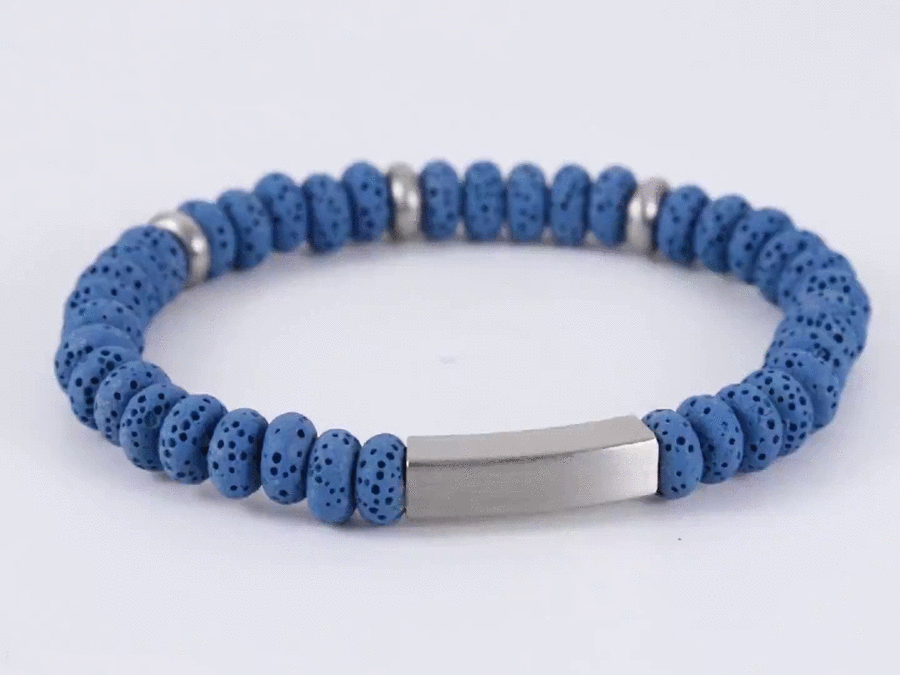 bead bracelet stainless steel bracelet lava beads
