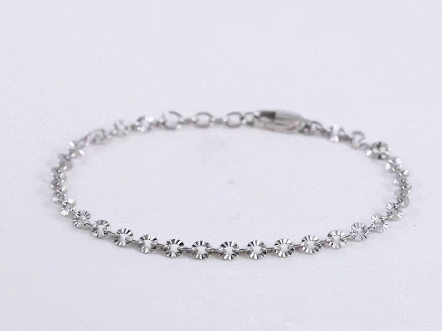 stainless steel bracelet, diamond cut, cable chain, elegant lady jewelry