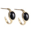 ESS877 STAINLESS STEEL EARRING WITH OVAL STONE