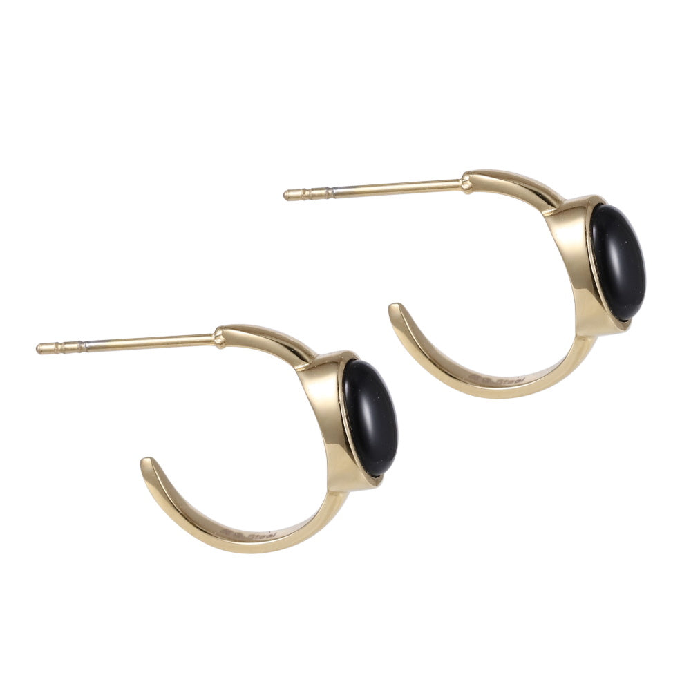 AAB gold-plated stainless steel earrings with natural black onyx, custom jewelry supplier