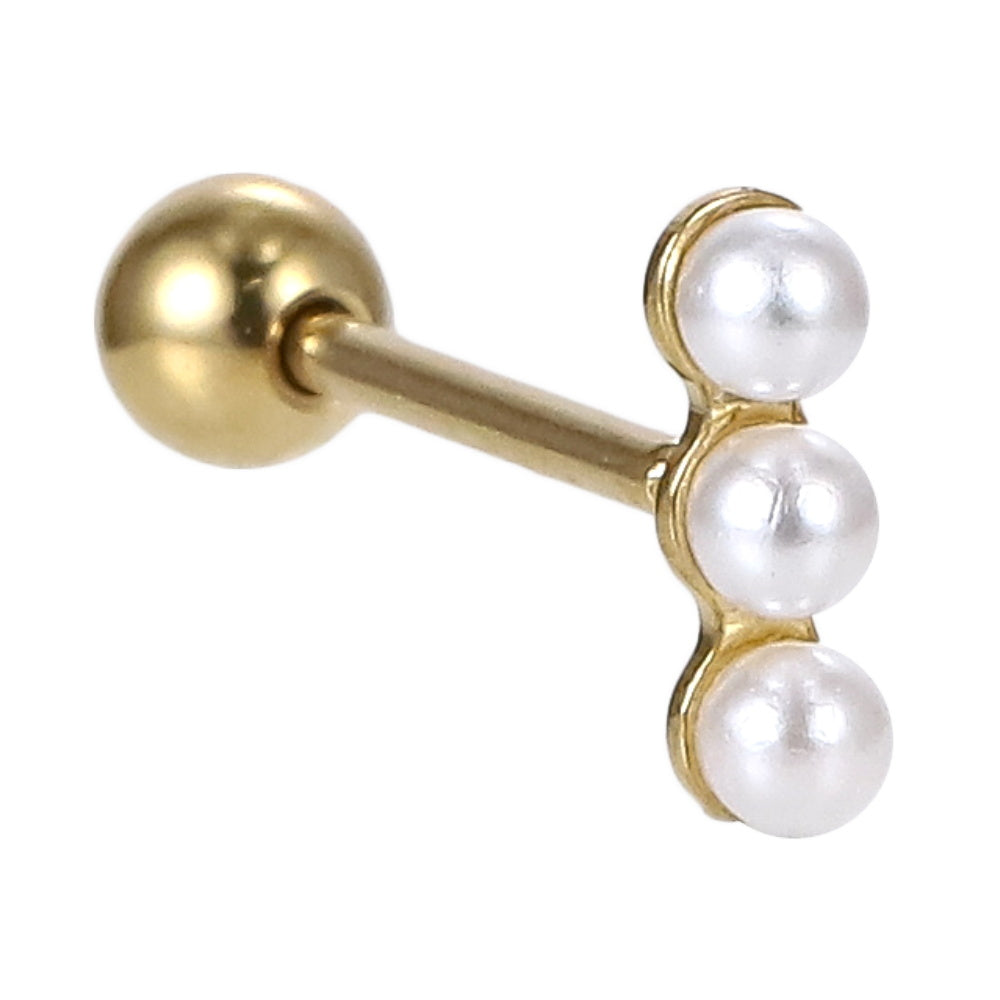 JRTH100 STAINLESS STEEL EXTERNAL THREAD HELIX WITH 3 PLASTIC PEARL