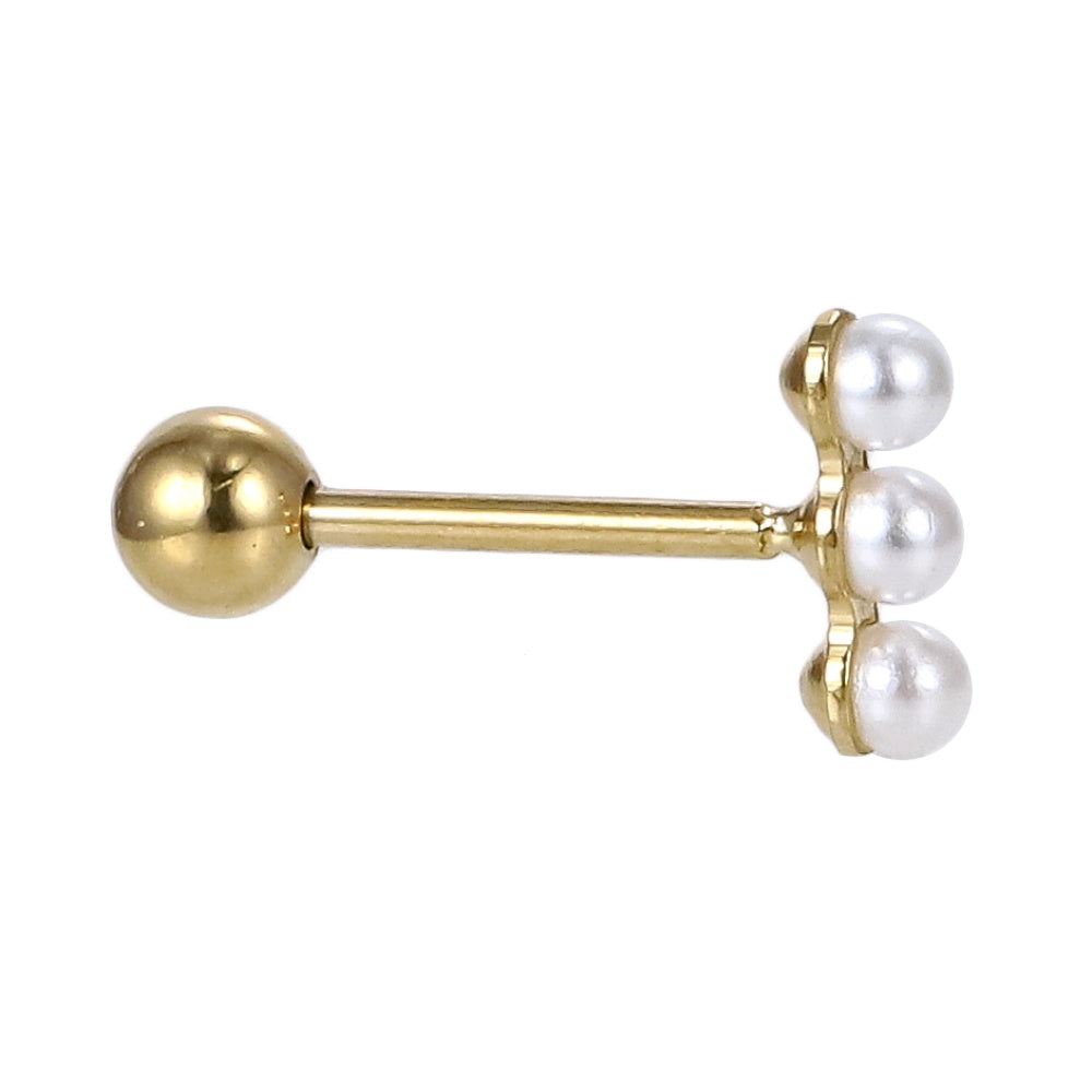 JRTH100 STAINLESS STEEL EXTERNAL THREAD HELIX WITH 3 PLASTIC PEARL