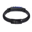 AAB Co men’s stainless steel leather bracelet with hematite and dyed lapis beads