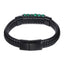 AAB Co men’s stainless steel leather bracelet with hematite and synthetic malachite beads