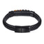 AAB Co men’s stainless steel leather bracelet with hematite and yellow tiger eye beads