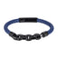AAB Co. Stainless Steel Leather Bracelet with Chain Link – Black Matte & Blue Leather